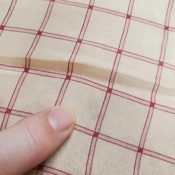 Vintage Anne Klein Silk Scarf. Pink/Purple geometric design. 25" x 25" - Picture 5 of 6